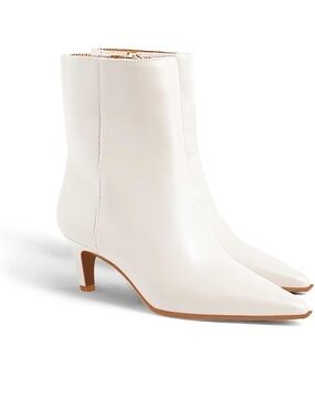 ZBY Women's Pointed-Toe Mid-Heel Ankle Boots in White size 8.5